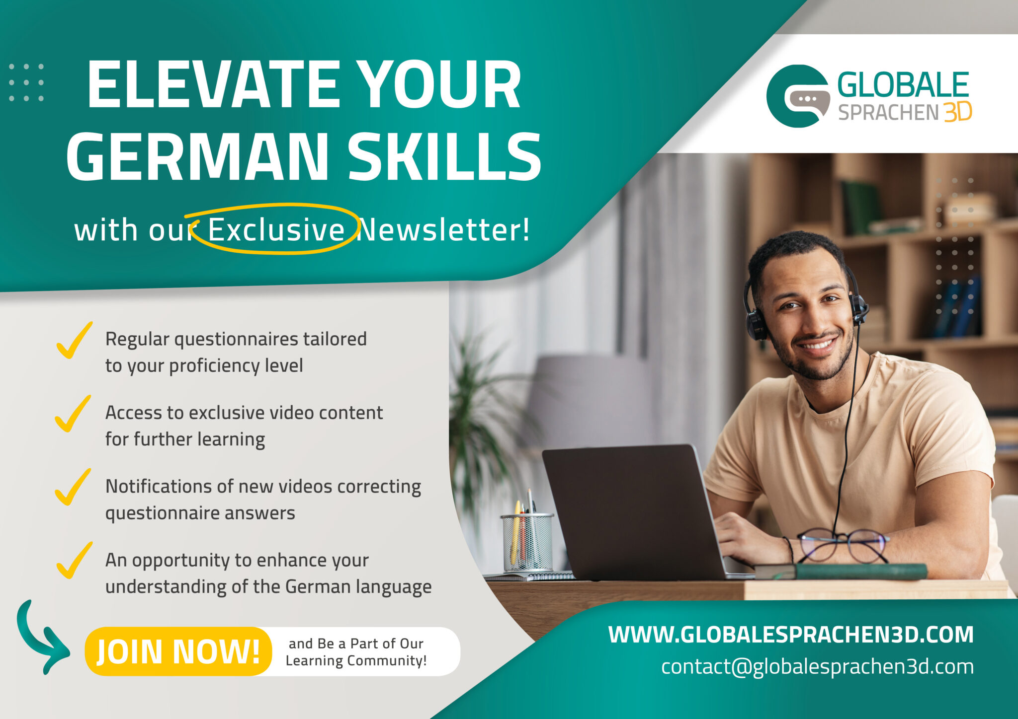 Learn German with GS3D Learn German with professional Arabic